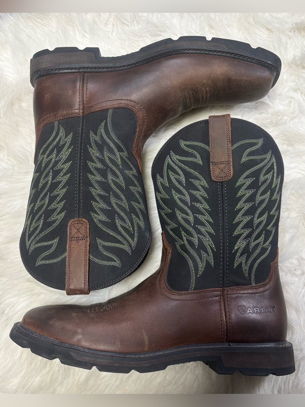 Ariat “Ground Breaker” Brown Leather Western Square Toe Work Boots size Men’s 12